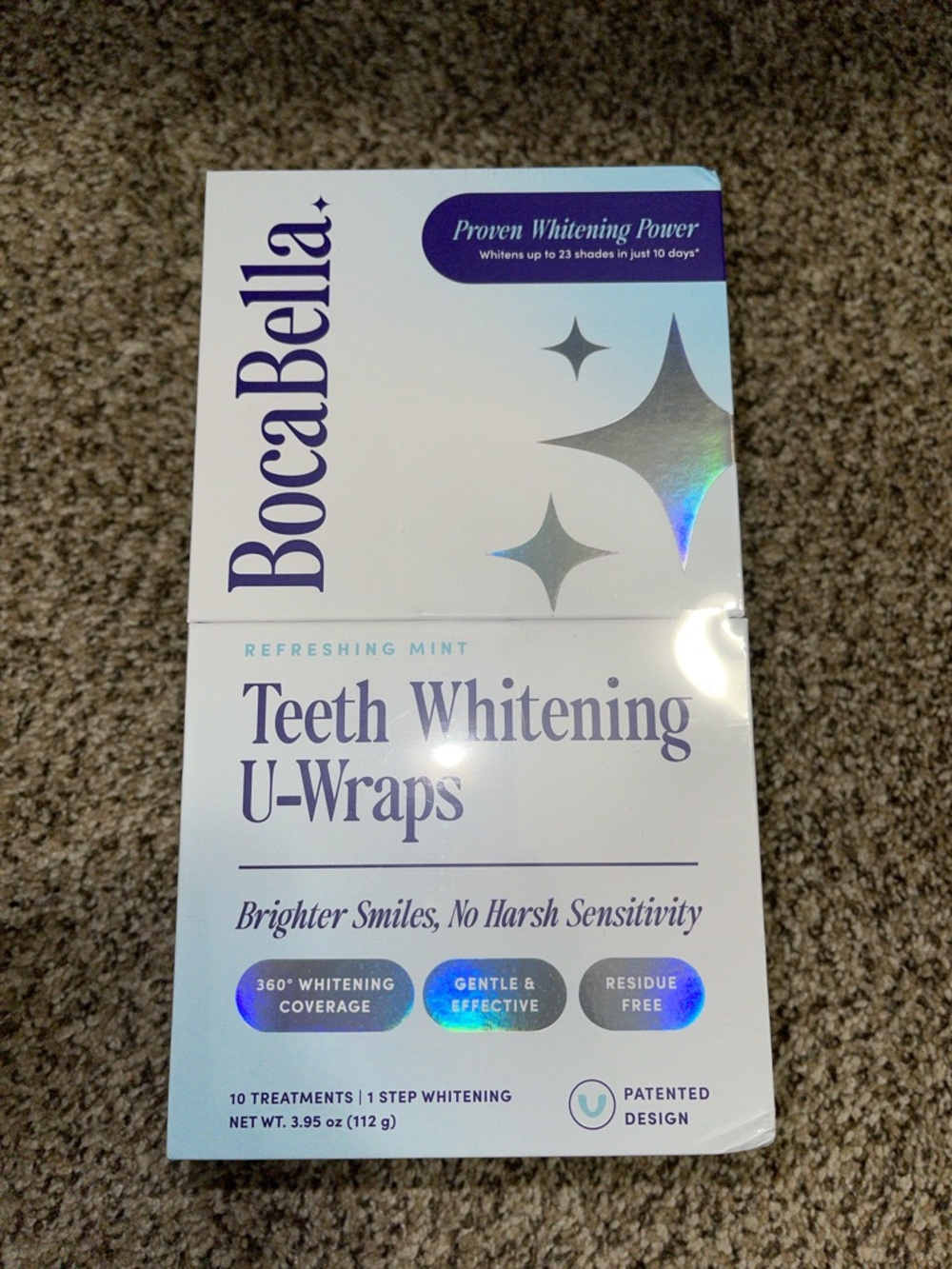 10 treatments BocaBella Teeth Whitening U-Wraps in White and Purple